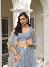 Allegorical Lehenga Choli in Blue Colour